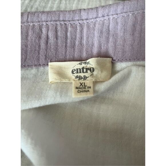 Entro Women’s XL Color Block Button Up Collared Cotton Gauzy Top Shirt Gray, Lil - Picture 4 of 9